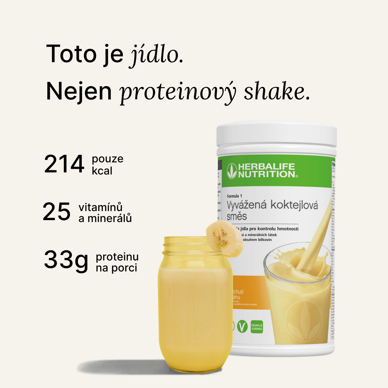 Zľava 25% Herbalife F1 koktail Banán - Vyvážené jedlo 550g