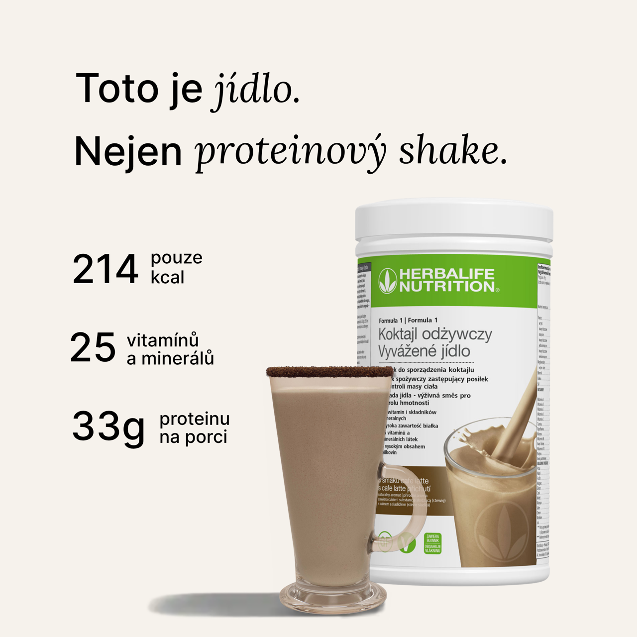 Zľava 25% Herbalife F1 koktail Caffé latte - Vyvážené jedlo 550g