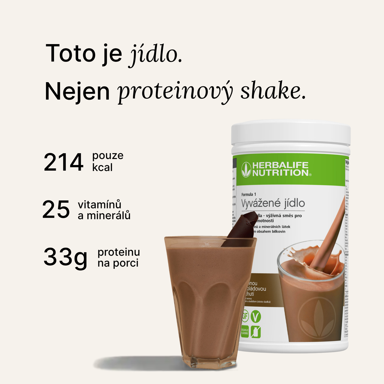 Zľava 25% Herbalife F1 koktail Jemná čokoláda - Vyvážené jedlo 550g