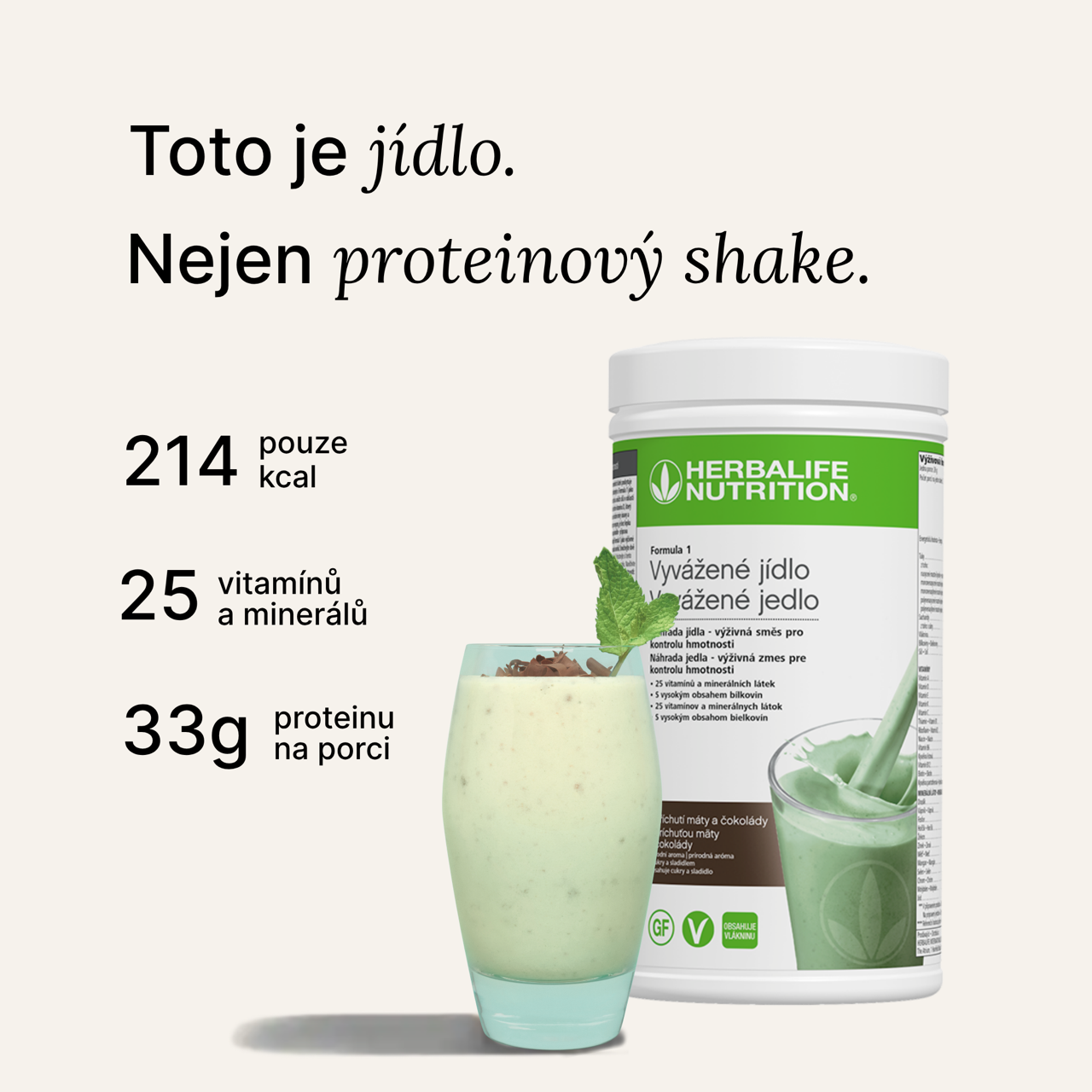 Zľava 25% Herbalife F1 koktail Mäta-čokoláda - Vyvážené jedlo 550g